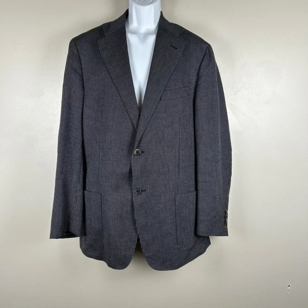 Corneliani Gray Pinstripe Blazer 2-Button Sport Coat Mens ~42R Cotton Flax Silk